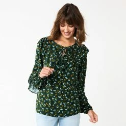 Women's Sonoma Goods For Life® Long Sleeve Ruffle Peasant Top Brown Ble Floral -Sonoma Goods For Life shop unnamed file 2196