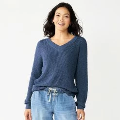 Women's Sonoma Goods For Life® Long Sleeve V-Neck Pullover Top Olive -Sonoma Goods For Life shop unnamed file 222