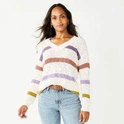 Women's Sonoma Goods For Life® Long Sleeve V-Neck Pullover Top Olive -Sonoma Goods For Life shop unnamed file 223