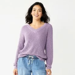 Women's Sonoma Goods For Life® Long Sleeve V-Neck Pullover Top Olive -Sonoma Goods For Life shop unnamed file 226