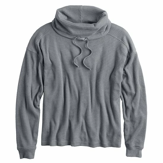 Women's Sonoma Goods For Life® Supersoft Waffle Cowlneck Top Sangria Pink 5 Women's Sonoma Goods For Life® Supersoft Waffle Cowlneck Top Sangria Pink - Image 3