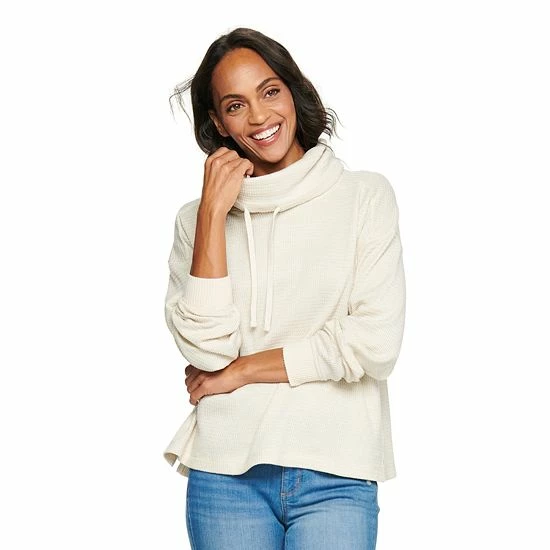 Women's Sonoma Goods For Life® Supersoft Waffle Cowlneck Top Sangria Pink 13 Women's Sonoma Goods For Life® Supersoft Waffle Cowlneck Top Sangria Pink - Image 11