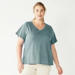 Plus Size Sonoma Goods For Life® Everyday V-Neck Tee Cobalt Blue -Sonoma Goods For Life shop unnamed file 2346
