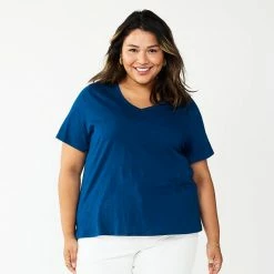Plus Size Sonoma Goods For Life® Everyday V-Neck Tee Cobalt Blue -Sonoma Goods For Life shop unnamed file 2357