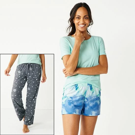Women's Sonoma Goods For Life® 3-pc. Pajama Top, Pajama Pants & Pajama Shorts Sleep Set Blue Dots Tie Dye 15 Women's Sonoma Goods For Life® 3-pc. Pajama Top, Pajama Pants & Pajama Shorts Sleep Set Blue Dots Tie Dye - Image 13