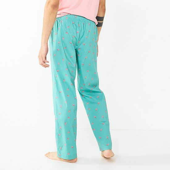 Men's Sonoma Goods For Life® Brushed Poplin Print Pajama Pants Flamingo Stripe 4 Men's Sonoma Goods For Life® Brushed Poplin Print Pajama Pants Flamingo Stripe - Image 2
