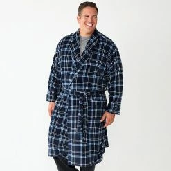 Big & Tall Sonoma Goods For Life® Plush Robe Navy Blue Plaid -Sonoma Goods For Life shop unnamed file 2539