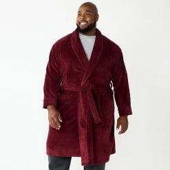 Big & Tall Sonoma Goods For Life® Plush Robe Navy Blue Plaid -Sonoma Goods For Life shop unnamed file 2543
