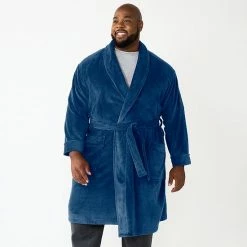 Big & Tall Sonoma Goods For Life® Plush Robe Navy Blue Plaid -Sonoma Goods For Life shop unnamed file 2546