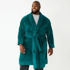 Big & Tall Sonoma Goods For Life® Plush Robe Navy Blue Plaid -Sonoma Goods For Life shop unnamed file 2547