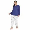 Plus Size Sonoma Goods For Life® Knit Top & Microfleece Pajama Pants Set Teal Floral