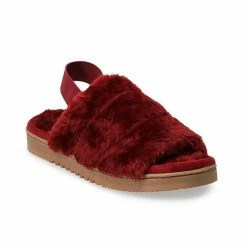 Women's Sonoma Goods For Life® Faux Fur Slide Slipper With Backstrap Sun Dried Tomato -Sonoma Goods For Life shop unnamed file 2566