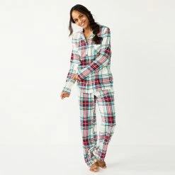 Petite Sonoma Goods For Life® Flannel Pajama Shirt & Pajama Pants Sleep Set Black Buffalo
