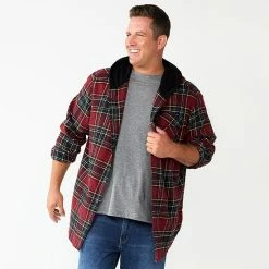 Big & Tall Sonoma Goods For Life® Hooded Flannel Shirt Black And White Buff