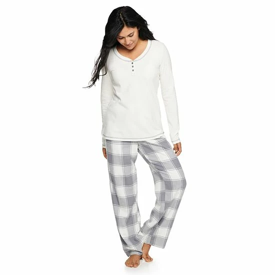 Women's Sonoma Goods For Life® Henley Pajama Top & Flannel Pajama Pants Set Peach Plaid 11 Women's Sonoma Goods For Life® Henley Pajama Top & Flannel Pajama Pants Set Peach Plaid - Image 9