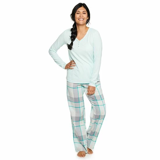 Women's Sonoma Goods For Life® Henley Pajama Top & Flannel Pajama Pants Set Peach Plaid 13 Women's Sonoma Goods For Life® Henley Pajama Top & Flannel Pajama Pants Set Peach Plaid - Image 11