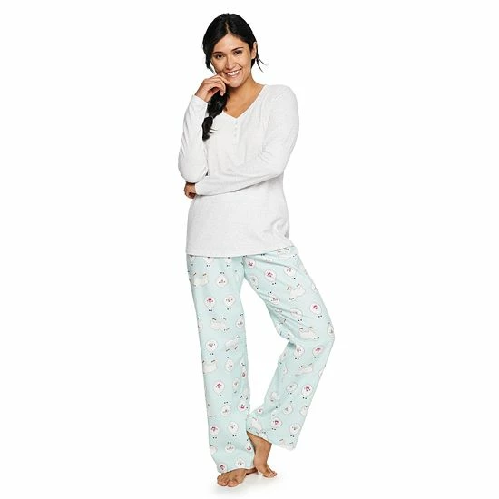 Women's Sonoma Goods For Life® Henley Pajama Top & Flannel Pajama Pants Set Peach Plaid 14 Women's Sonoma Goods For Life® Henley Pajama Top & Flannel Pajama Pants Set Peach Plaid - Image 12