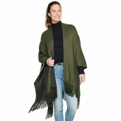 Women's Sonoma Goods For Life® Reversible Fringed Ruana Black Camel -Sonoma Goods For Life shop unnamed file 2783