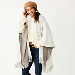 Women's Sonoma Goods For Life® Reversible Fringed Ruana Black Camel -Sonoma Goods For Life shop unnamed file 2787