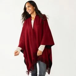 Women's Sonoma Goods For Life® Reversible Fringed Ruana Black Camel -Sonoma Goods For Life shop unnamed file 2789