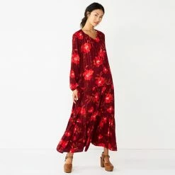 Women's Sonoma Goods For Life® Tiered Long Sleeve Maxi Dress Red Multi Floral -Sonoma Goods For Life shop unnamed file 2803