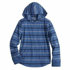 Boys 8-20 Sonoma Goods For Life® Supersoft Hooded Tee In Regular & Husky Simple Stripe Blue