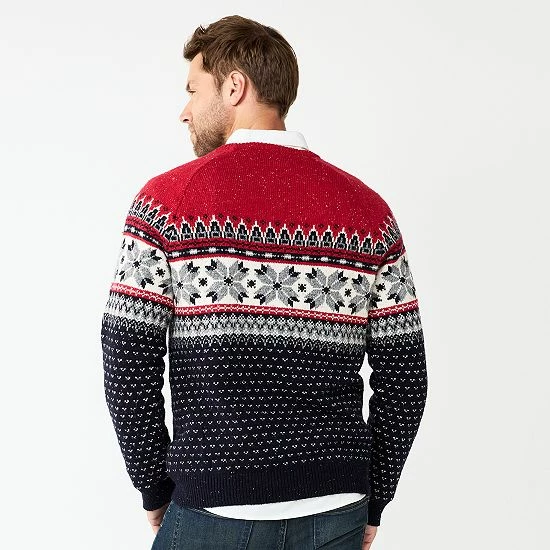 Men's Sonoma Goods For Life® Winter Fair Isle Sweater Red Navy Fairisle 4 Men's Sonoma Goods For Life® Winter Fair Isle Sweater Red Navy Fairisle - Image 2