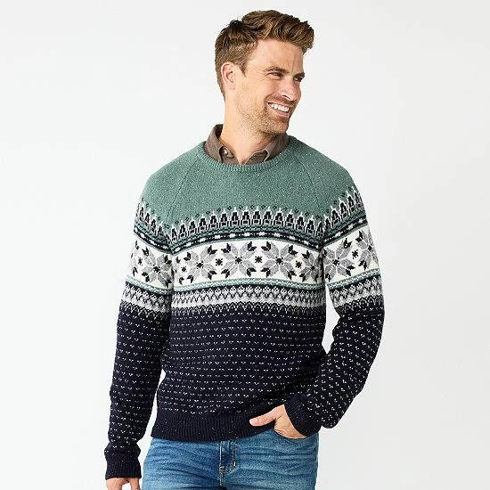 Men's Sonoma Goods For Life® Winter Fair Isle Sweater Red Navy Fairisle 7 Men's Sonoma Goods For Life® Winter Fair Isle Sweater Red Navy Fairisle - Image 5