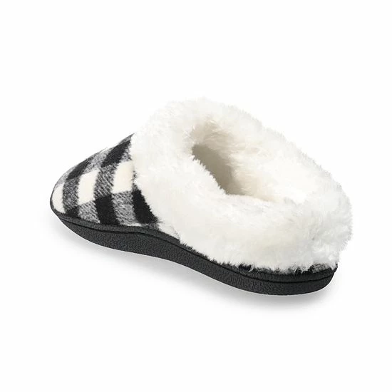 Women's Sonoma Goods For Life® Faux Fur Buffalo Plaid Clog Slippers Black Ivory Plaid 5 Women's Sonoma Goods For Life® Faux Fur Buffalo Plaid Clog Slippers Black Ivory Plaid - Image 3