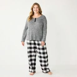 Plus Size Sonoma Goods For Life® Flannel Pajama Pants & Pajama Top Sleep Set Red Buffalo