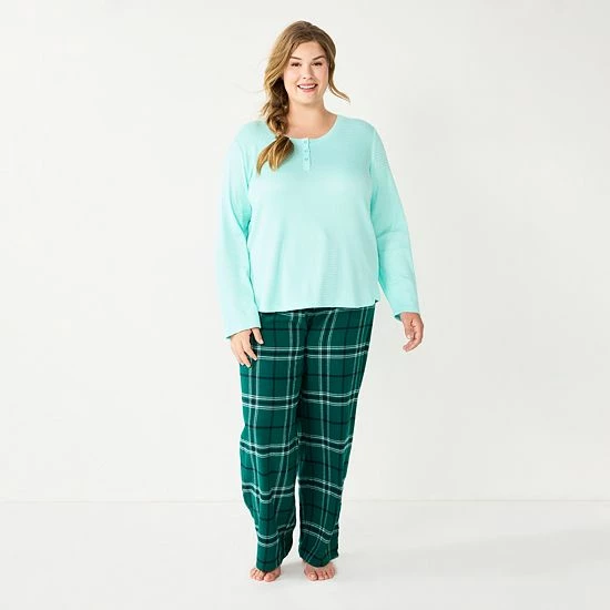 Plus Size Sonoma Goods For Life® Flannel Pajama Pants & Pajama Top Sleep Set Red Buffalo 5 Plus Size Sonoma Goods For Life® Flannel Pajama Pants & Pajama Top Sleep Set Red Buffalo - Image 3