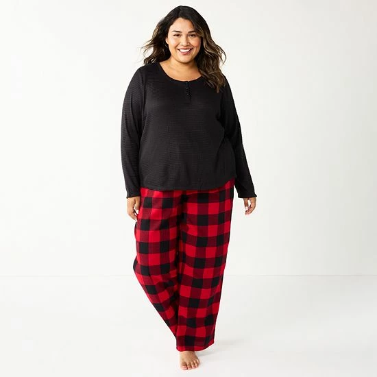 Plus Size Sonoma Goods For Life® Flannel Pajama Pants & Pajama Top Sleep Set Red Buffalo 6 Plus Size Sonoma Goods For Life® Flannel Pajama Pants & Pajama Top Sleep Set Red Buffalo - Image 4