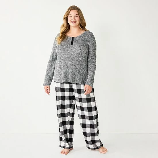 Plus Size Sonoma Goods For Life® Flannel Pajama Pants & Pajama Top Sleep Set Red Buffalo 9 Plus Size Sonoma Goods For Life® Flannel Pajama Pants & Pajama Top Sleep Set Red Buffalo - Image 7