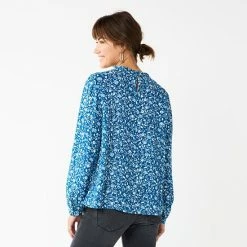 Women's Sonoma Goods For Life® Smocked Ruffled Neck Top Gray Floral Diamond -Sonoma Goods For Life shop unnamed file 3026