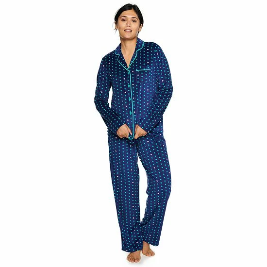 Women's Sonoma Goods For Life® Velour Long Sleeve Pajama Shirt & Pajama Pants Sleep Set Red Embossed Heart 12 Women's Sonoma Goods For Life® Velour Long Sleeve Pajama Shirt & Pajama Pants Sleep Set Red Embossed Heart - Image 10