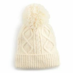 Women's Sonoma Goods For Life® Sherpa-Lined Cable Knit Beanie Heather Gray -Sonoma Goods For Life shop unnamed file 3048