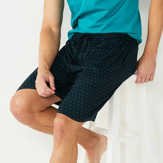 Men's Sonoma Goods For Life® Seriously Soft Pajama Shorts Teal Cube Geo 6 Men's Sonoma Goods For Life® Seriously Soft Pajama Shorts Teal Cube Geo - Image 4