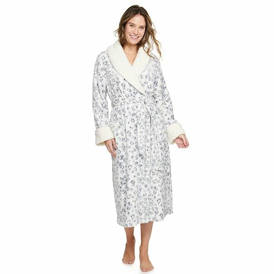 Women's Sonoma Goods For Life® Plush Long Robe Cream Polar Bears 6 Women's Sonoma Goods For Life® Plush Long Robe Cream Polar Bears - Image 4