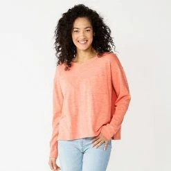 Women's Sonoma Goods For Life® Long Sleeve Pocket Tee Plum Wine -Sonoma Goods For Life shop unnamed file 3120