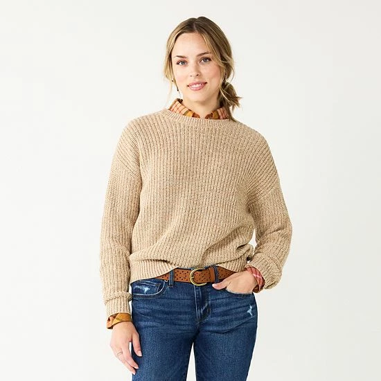 Petite Sonoma Goods For Life® Drop Shoulder Pullover Sweater Coral 4 Petite Sonoma Goods For Life® Drop Shoulder Pullover Sweater Coral - Image 2
