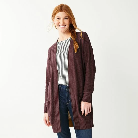 Women's Sonoma Goods For Life® Favorite Long Sleeve Cardigan Burgundy 8 Women's Sonoma Goods For Life® Favorite Long Sleeve Cardigan Burgundy - Image 6