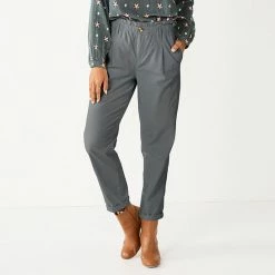 Women's Sonoma Goods For Life® Mid-Rise Straight-Leg Paperbag Pants Black -Sonoma Goods For Life shop unnamed file 3175