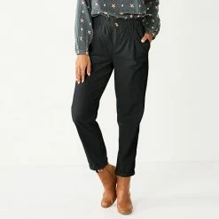 Women's Sonoma Goods For Life® Mid-Rise Straight-Leg Paperbag Pants Black -Sonoma Goods For Life shop unnamed file 3178