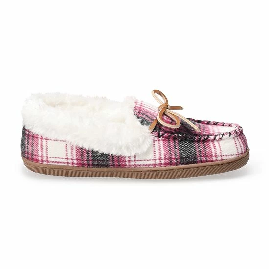 Women's Sonoma Goods For Life® Plaid Felt Moccasins Dark Pink Ivory Plaid 4 Women's Sonoma Goods For Life® Plaid Felt Moccasins Dark Pink Ivory Plaid - Image 2