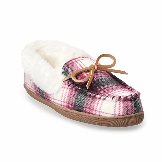 Women's Sonoma Goods For Life® Plaid Felt Moccasins Dark Pink Ivory Plaid 10 Women's Sonoma Goods For Life® Plaid Felt Moccasins Dark Pink Ivory Plaid - Image 8