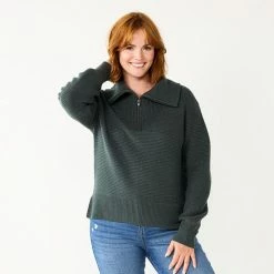 Women's Sonoma Goods For Life® Cozy Quarter-Zip Sweater Dusty Green -Sonoma Goods For Life shop unnamed file 3283