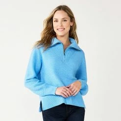 Women's Sonoma Goods For Life® Cozy Quarter-Zip Sweater Dusty Green -Sonoma Goods For Life shop unnamed file 3284