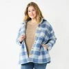Plus Size Sonoma Goods For Life® Cozy Shacket Blue Plaid