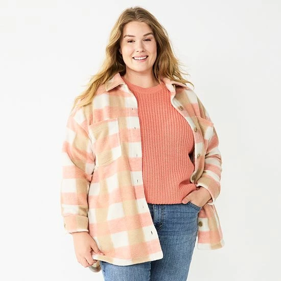 Plus Size Sonoma Goods For Life® Cozy Shacket Blue Plaid 7 Plus Size Sonoma Goods For Life® Cozy Shacket Blue Plaid - Image 5