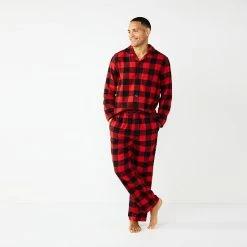 Men's Sonoma Goods For Life® 2-Piece Flannel Pajama Set Black Windowpane -Sonoma Goods For Life shop unnamed file 3337